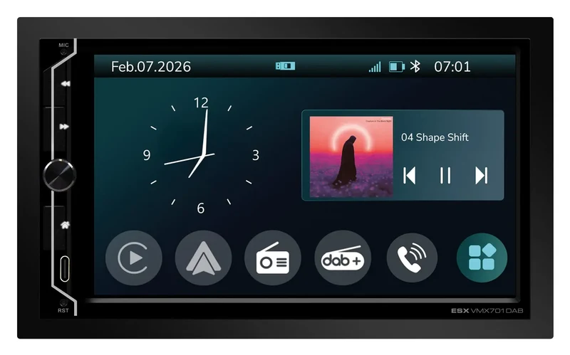 ESX VMX701DAB – Autoradio 2-DIN 7 pouces avec CarPlay, Android Auto et DSP