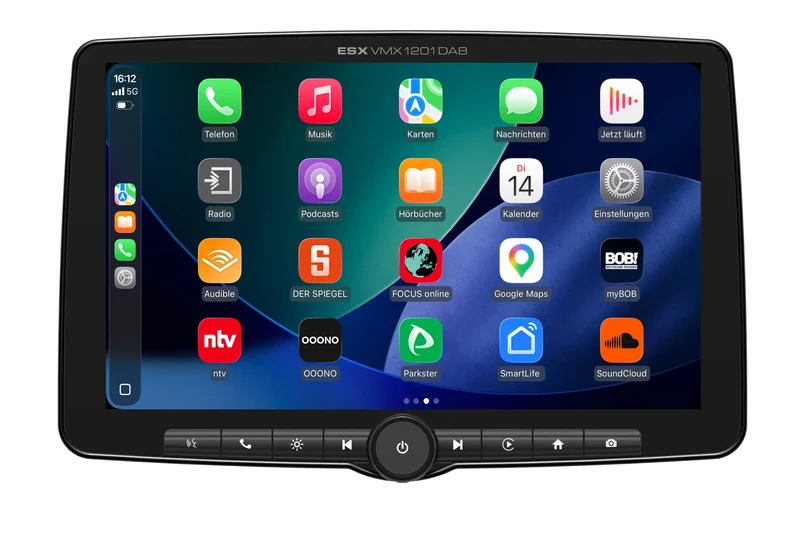 ESX VMX1201DAB – Autoradio 1-DIN 12 pouces avec CarPlay, Android Auto et DAB+
