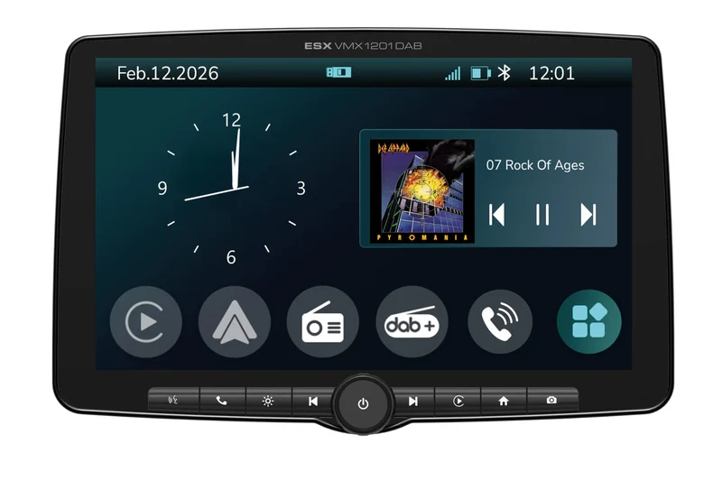 ESX VMX1201DAB – Autoradio 1-DIN 12 pouces avec CarPlay, Android Auto et DAB+