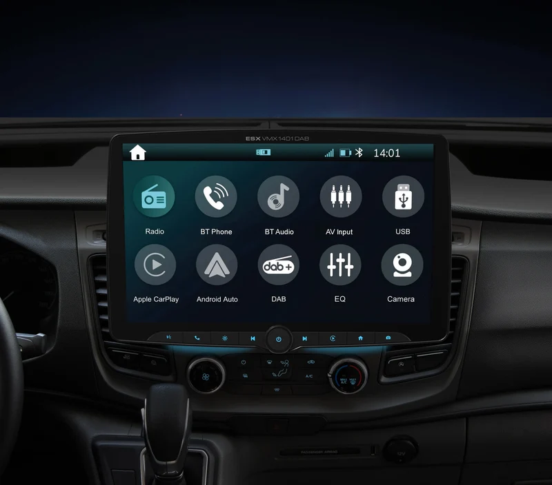 ESX VMX1401DAB – Autoradio 1-DIN avec écran tactile 14 pouces, CarPlay et Android Auto