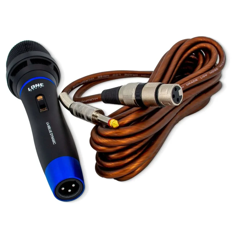 MICROPHONE DYNAMIQUE A MAIN FILAIRE BLEU