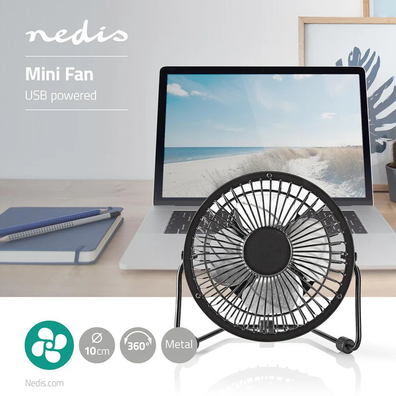 Tafelventilator USB Gevoed - Diameter: 100 mm - 3W