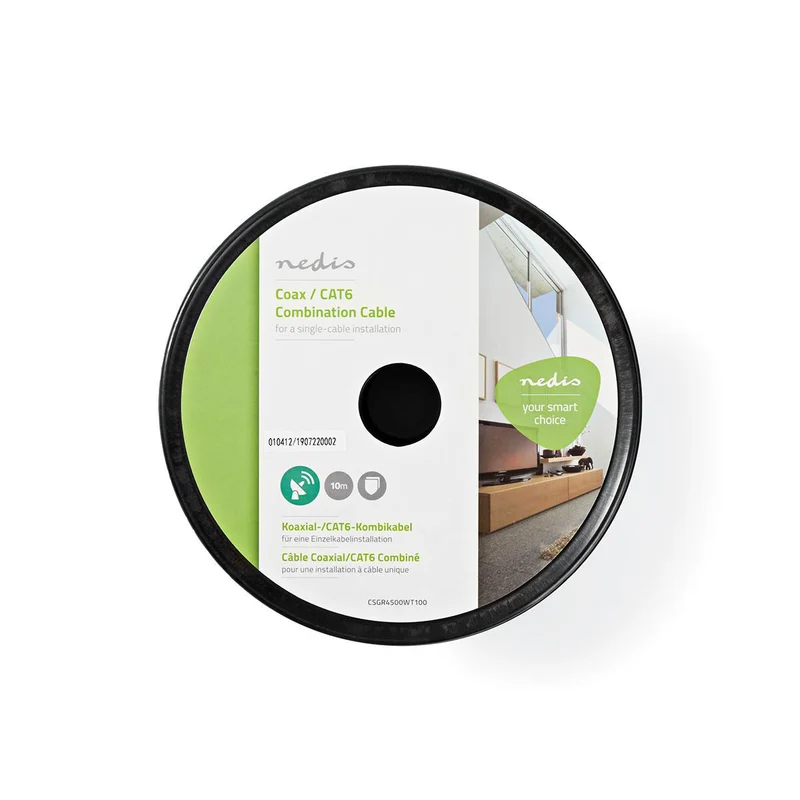 IEC (Coax) CAT6 Combikabel op rol RG58 - 75 Ohm - Dubbel Afgeschermd