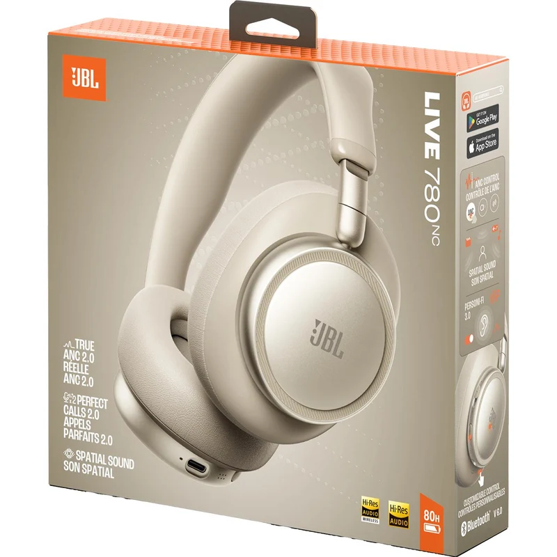 Casque d'écoute sans fil. JBL Live 780NC - Champagne