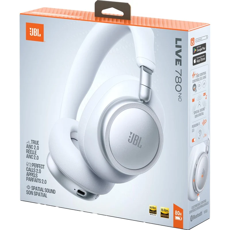 Casque d'écoute sans fil. JBL Live 780NC - Blanc