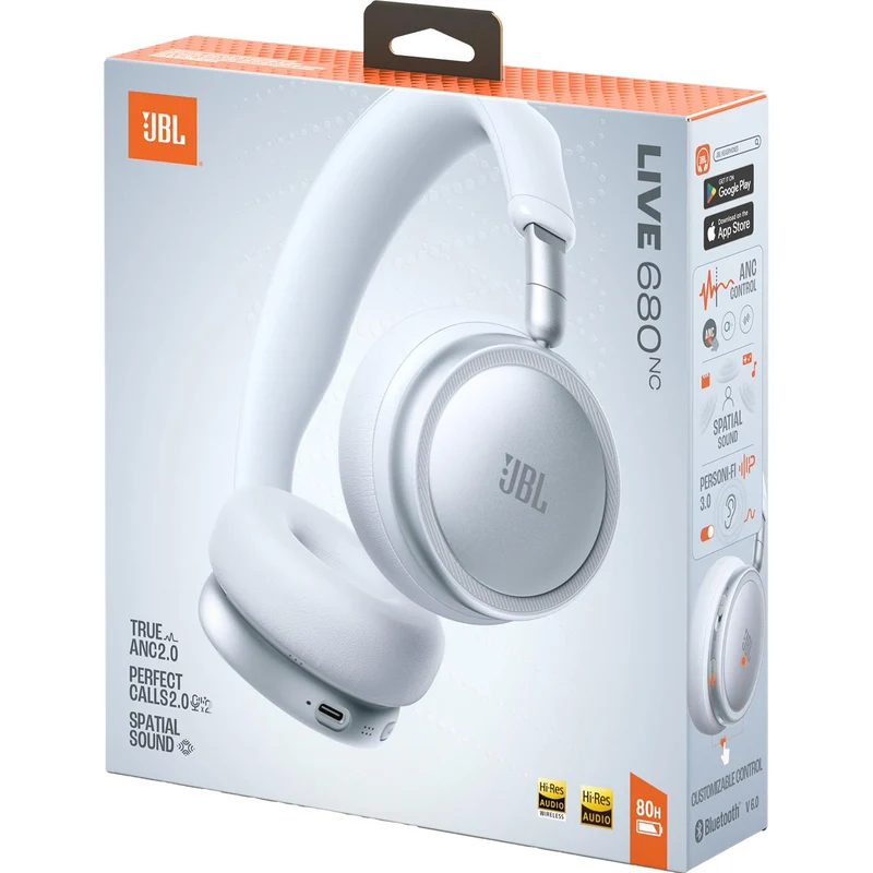 Casque d'écoute sans fil. JBL Live 680NC - Blanc