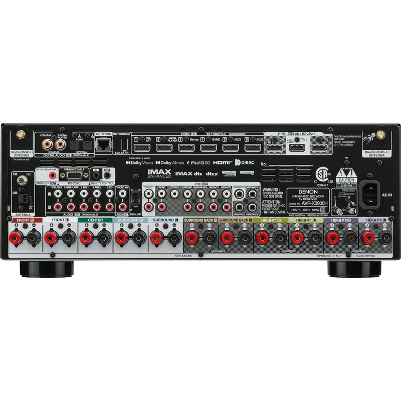 Récepteur AV 8K 9.4 105w canaux Dolby Atmos, Denon AVR-X3900H