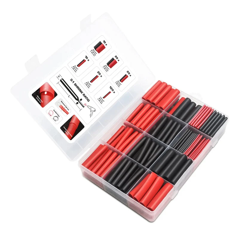 ESX DST200 – Set 200 pièces gaines thermorétractables pour câbles audio et alimentation