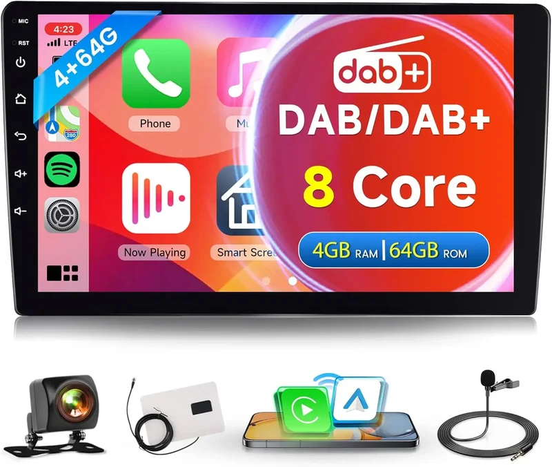MULTISON MS-9P-UNI – Autoradio Android 2 DIN 9 pouces HD avec CarPlay sans fil, Android Auto, GPS & DAB+