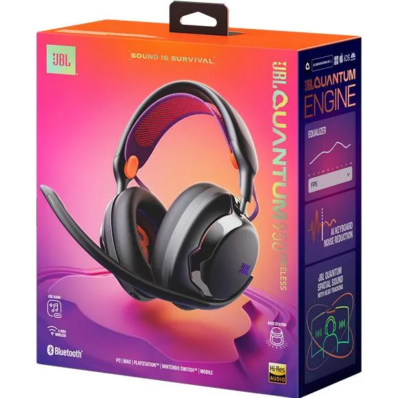 Casque gaming professionnel PC filaire, JBL QTUM950X - Noir