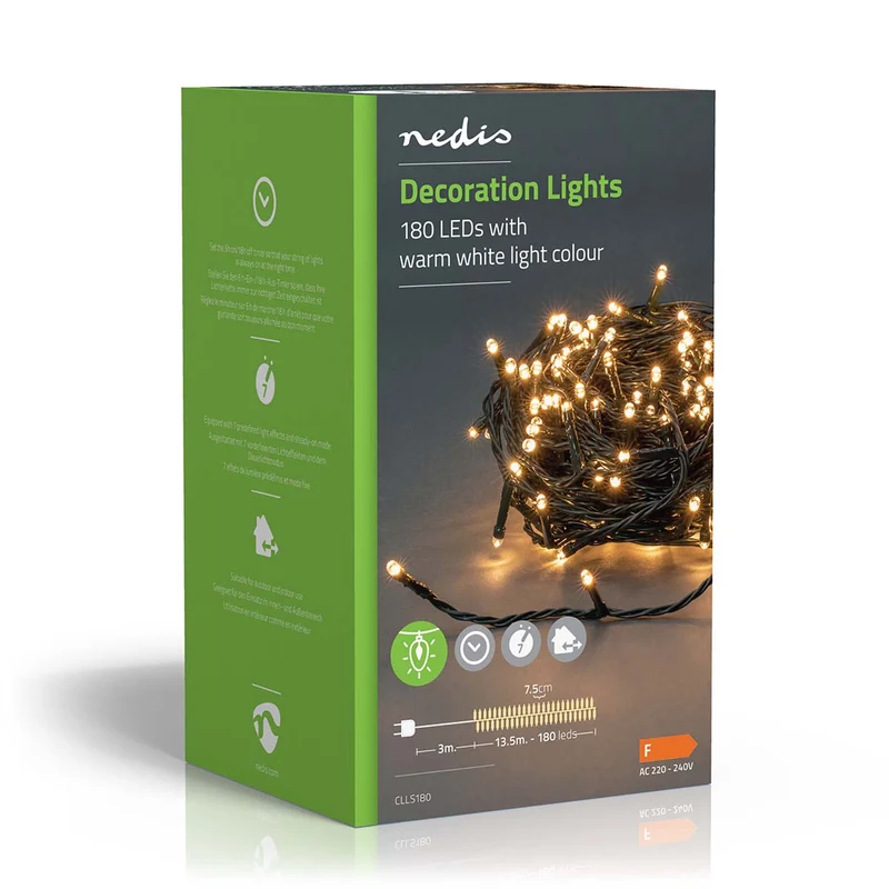 Kerstverlichting Koord - 180 LED's - Warm Wit