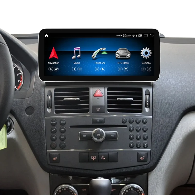 JF SOUND JF-032MCO-NTG4.0 – Écran multimédia Android 12” 4G GPS pour Mercedes Classe C W204 / S204 (2007–2009)