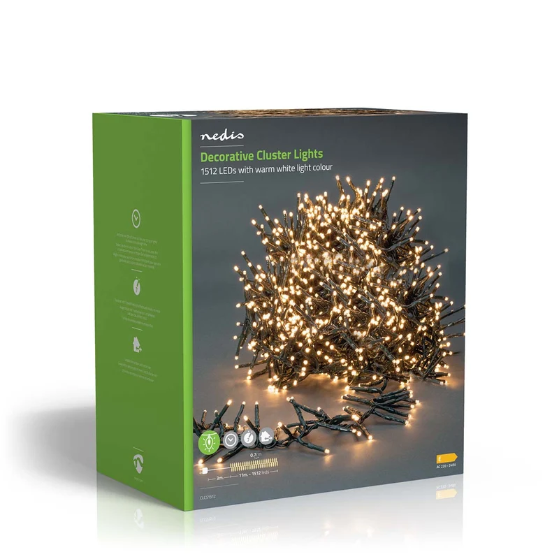 Kerstverlichting Cluster - 1512 LED's - Warm Wit