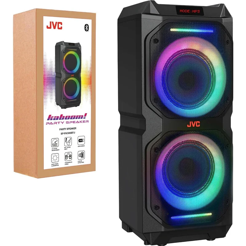 Enceinte de soirée sans Fil Bluetooth 120W, JVC SP-PA300BT - Noir