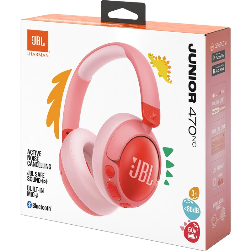 Casque d'écoute supra-auriculaire Bluetooth pour enfants, JBL JR470 NC - Rose