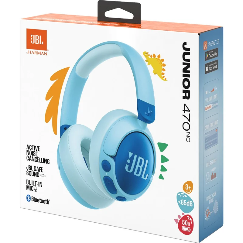 Casque d'écoute supra-auriculaire Bluetooth pour enfants, JBL JR470 NC - Bleu