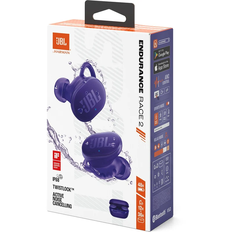 Écouteurs de sport intra-auriculaires sans fil, JBL Endurace 2 - Noir