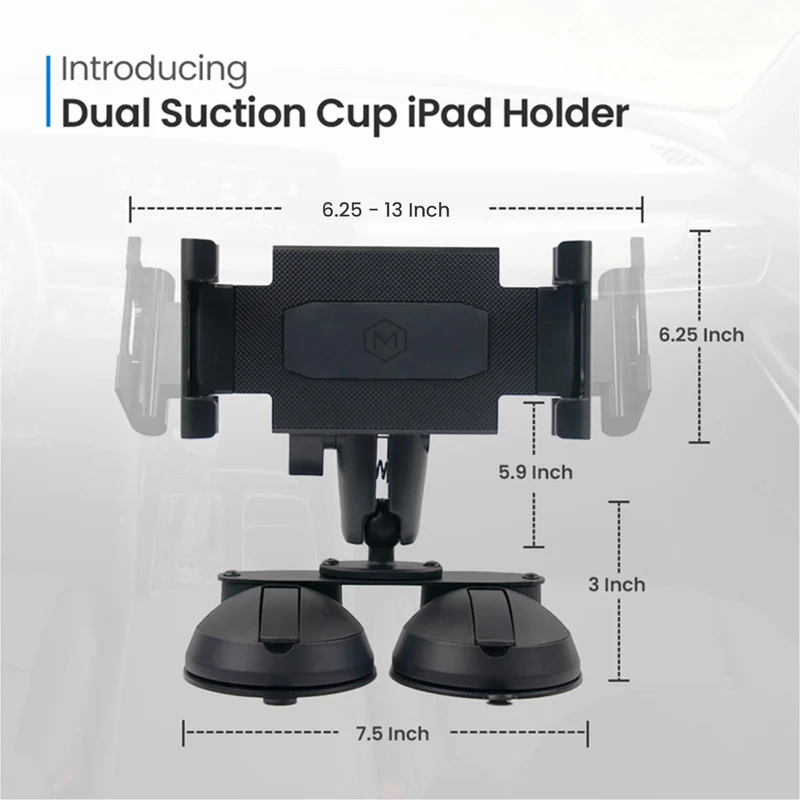 Support à double ventouse pour tablette, iPad, téléphone