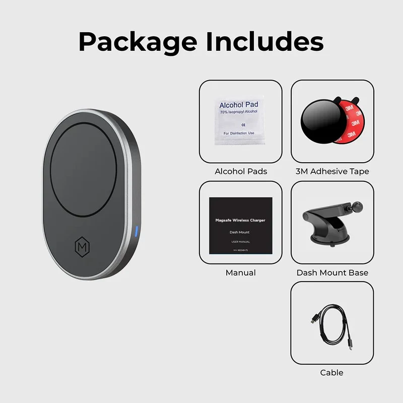 Support à ventouse pour chargeur de voiture sans fil MagSafe (version 2.0)