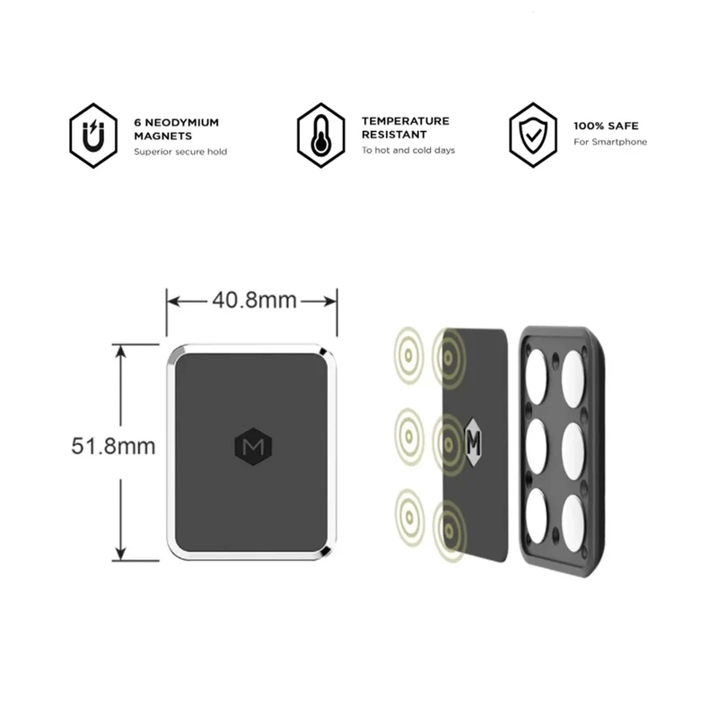 Simpl Touch 2.0 - Support magnétique 360° pour tableau de bord et pare-brise