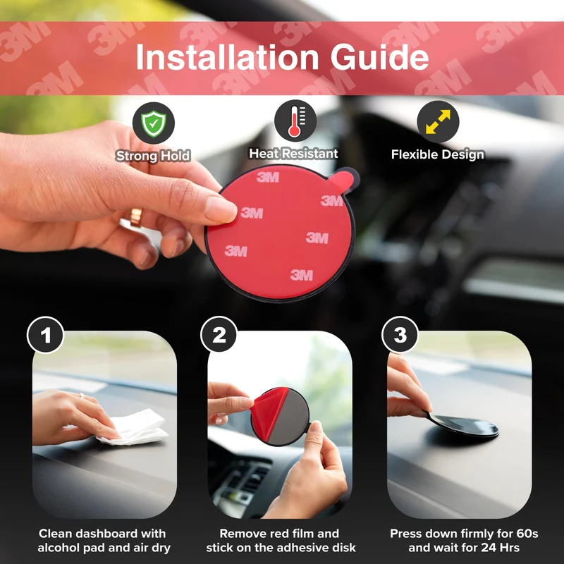 Simpl Touch 2.0 - Support magnétique 360° pour tableau de bord et pare-brise