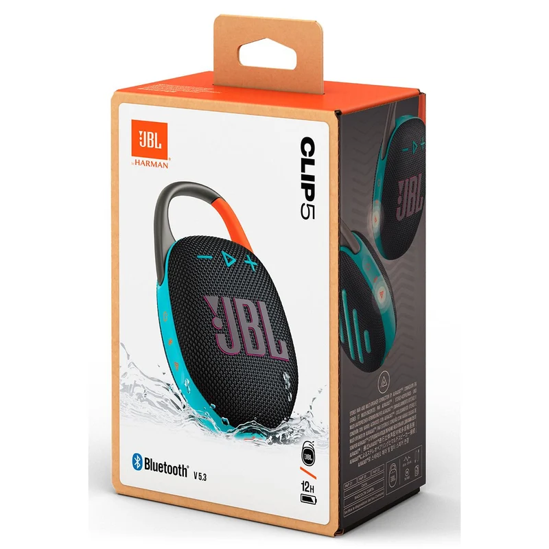 Enceinte portable Bluetooth étanche à l'eau, JBL CLIP5 - Noir Orange