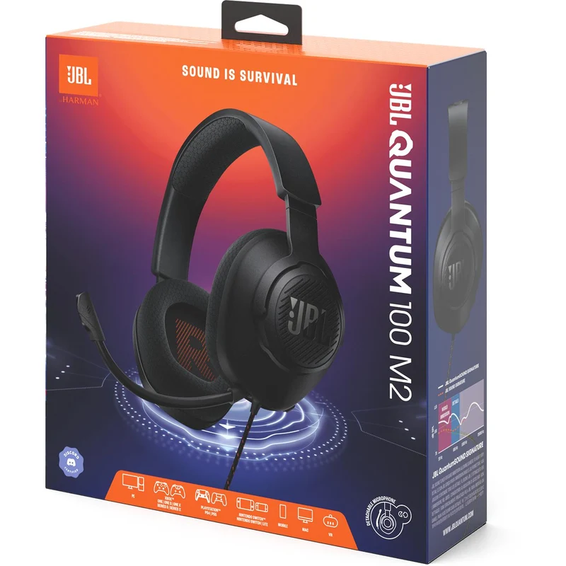 Casque gaming professionnel PC filaire, JBL Quantum 100M2 - Noir