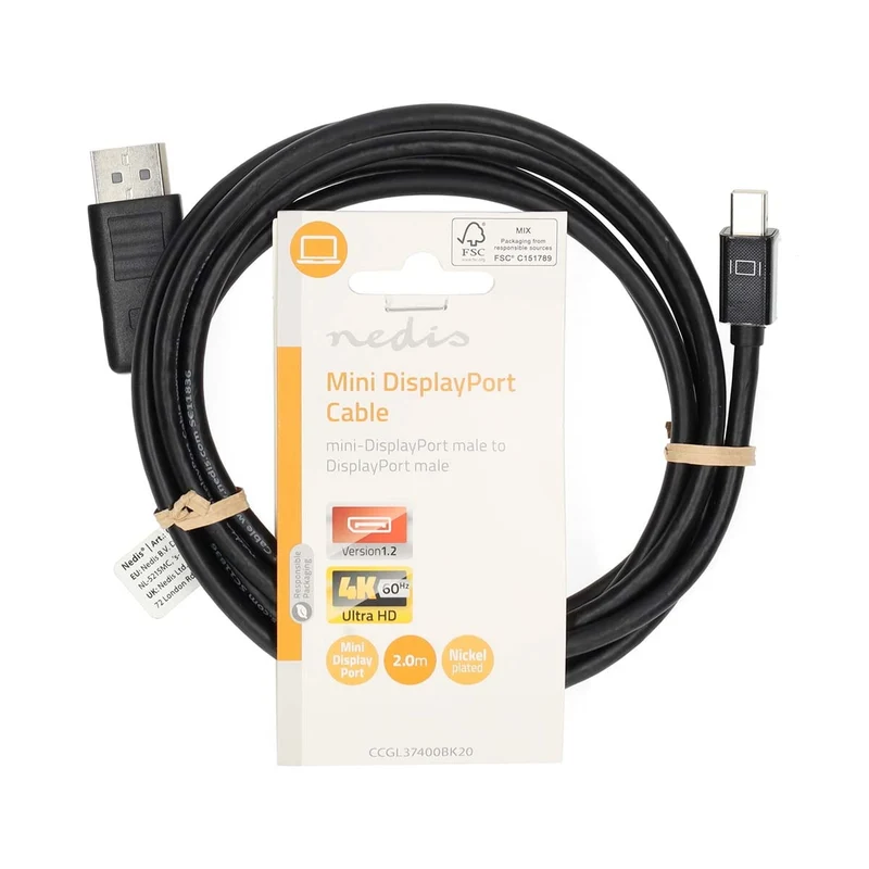 Mini DisplayPort-Kabel DisplayPort 1.2 - Mini-DisplayPort Male - DisplayPort Male