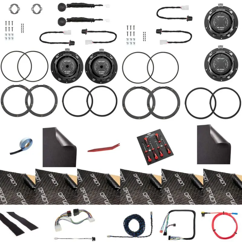 OPTION SET-266 – Système audio complet pour Suzuki Swift 6. Gen | DSP + Subwoofer + Haut-parleurs avant et arrière | Plug & Play