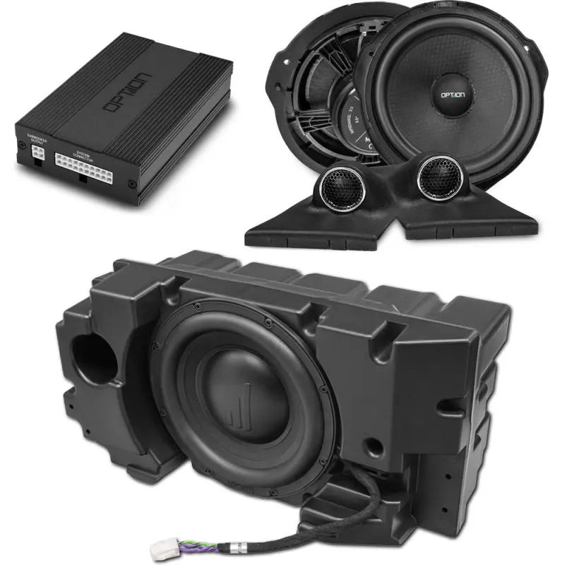OPTION SET-311 – Système Audio pour Mercedes Vito / Classe V W447 (Quadlock) | Amplificateur DSP + Caisson de Bass sous Siège + Haut-Parleurs Avant | V2
