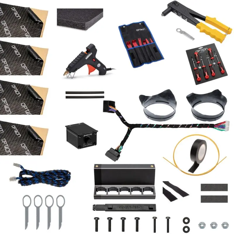 OPTION SET-182 – Système audio pour VW T5 | Amplificateur DSP + Subwoofer + Haut-parleurs | V2 | Plug & Play