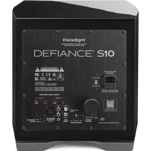 Caisson de grave 10po 500W, Paradigm Defiance S10 - Noir Satiné
