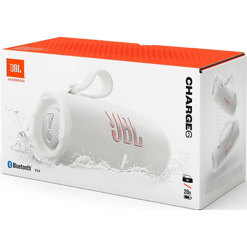 Enceinte portable sans fil Bluetooth 30W étanche à l'eau, Charge 6 - Blanc