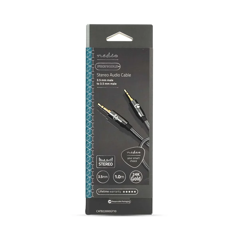 Stereo-Audiokabel 3,5 mm Male - 3,5 mm Male - Verguld