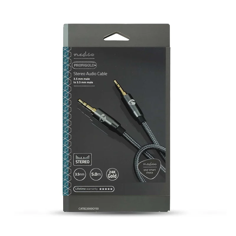 Stereo-Audiokabel 3,5 mm Male - 3,5 mm Male - Verguld