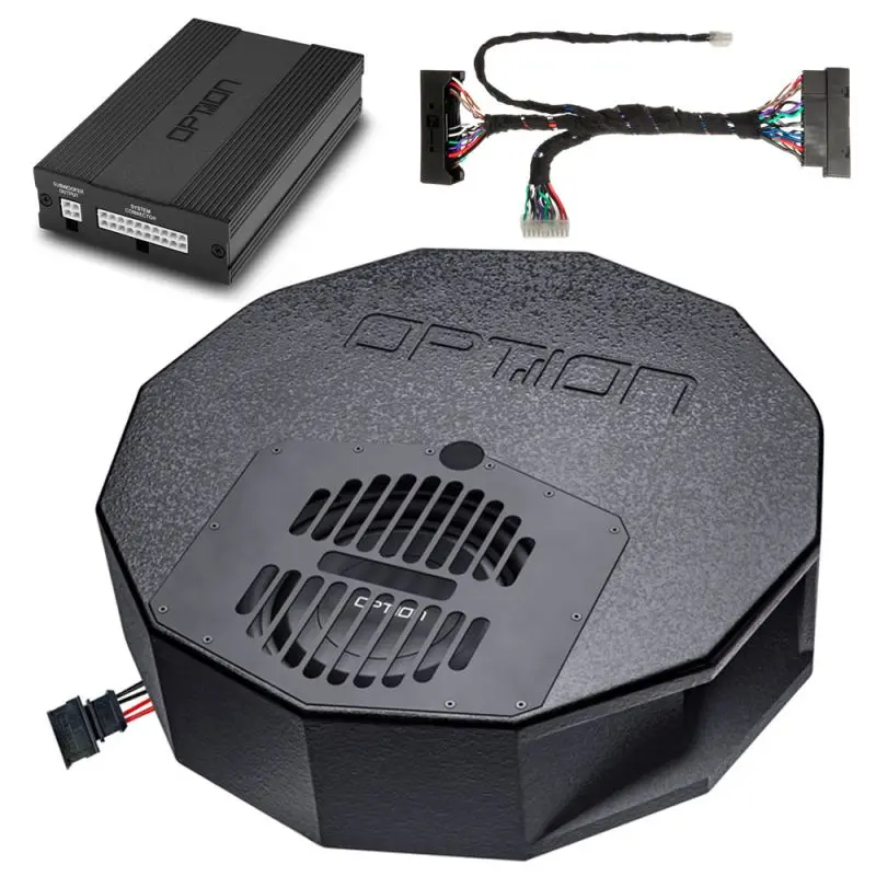OPTION SET-144 – Système audio pour Seat Leon 5F (Beats avec fibre optique) – Amplificateur DSP + Subwoofer de roue de secours – Plug & Play