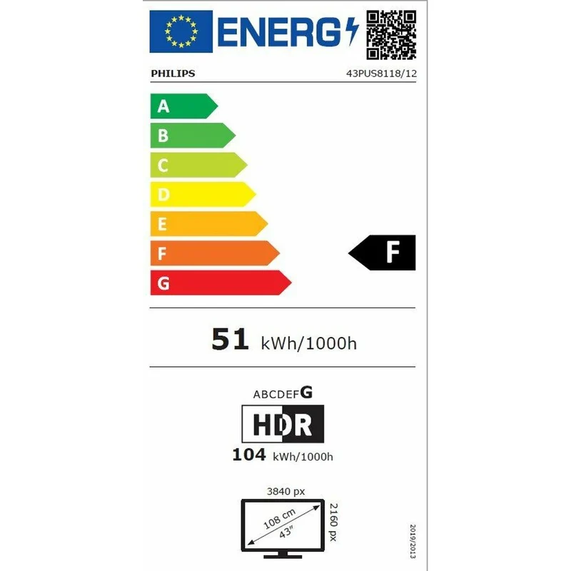Téléviseur intelligent Philips 43PUS8118/12 4K Ultra HD 43" LED HDR HDR10 Dolby Vision