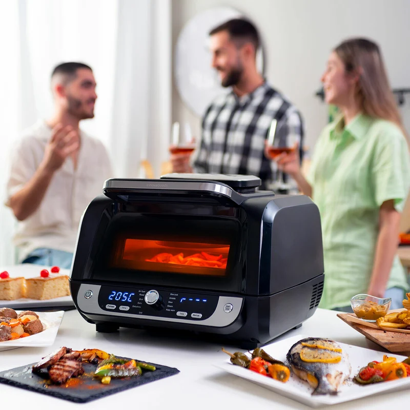 Friteuse à air avec grill, accessoires et livre de recettes InnovaGoods Fryinn 12-en-1 6000 acier noir 3400 W 6 L
