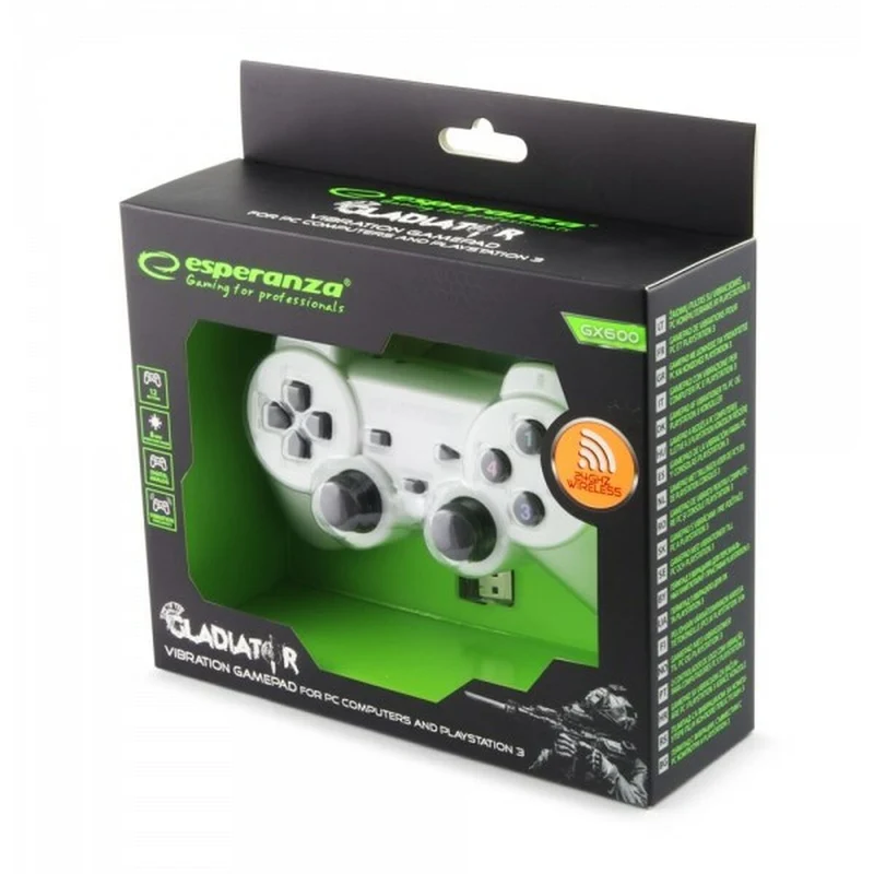 Manette de jeu sans fil Esperanza Gladiator GX600 USB 2.0 Blanc PC PlayStation 3