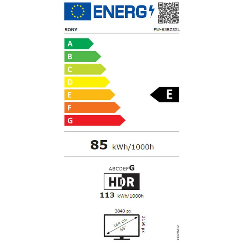 Moniteur vidéo Sony FW-65BZ35L 65" 4K Ultra HD