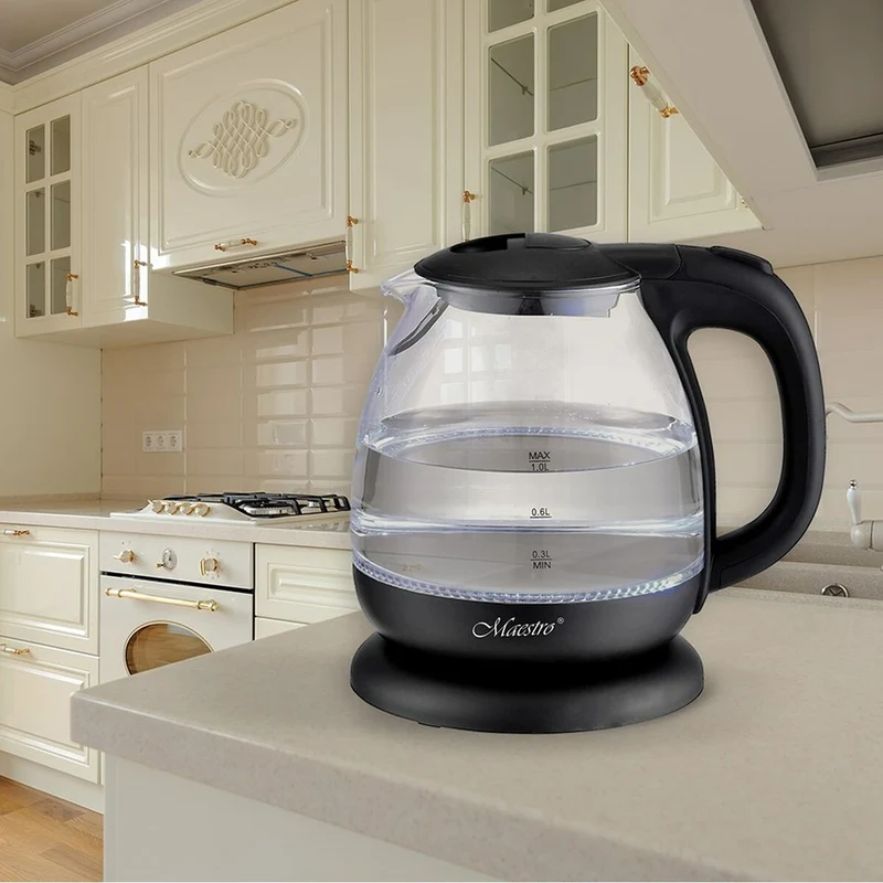 Bouilloire Feel Maestro MR-055 Verre Noir 1100 W 1 L