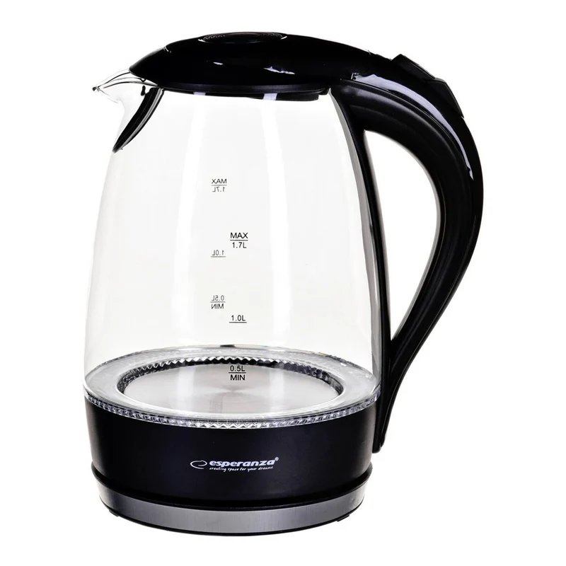 Bouilloire Esperanza Noir Verre Plastique 2200 W 1,7 L