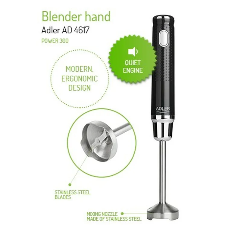Mixeur plongeant Adler AD 4617 Noir Multicolore Argent 350 W