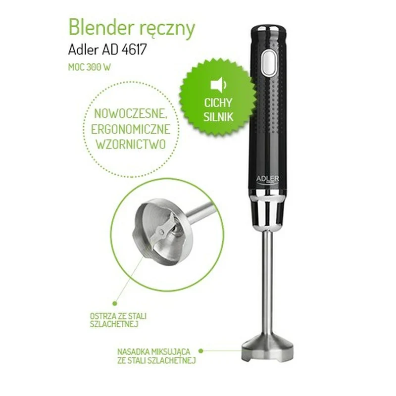 Mixeur plongeant Adler AD 4617 Noir Multicolore Argent 350 W
