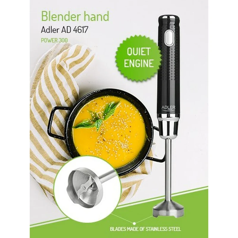 Mixeur plongeant Adler AD 4617 Noir Multicolore Argent 350 W