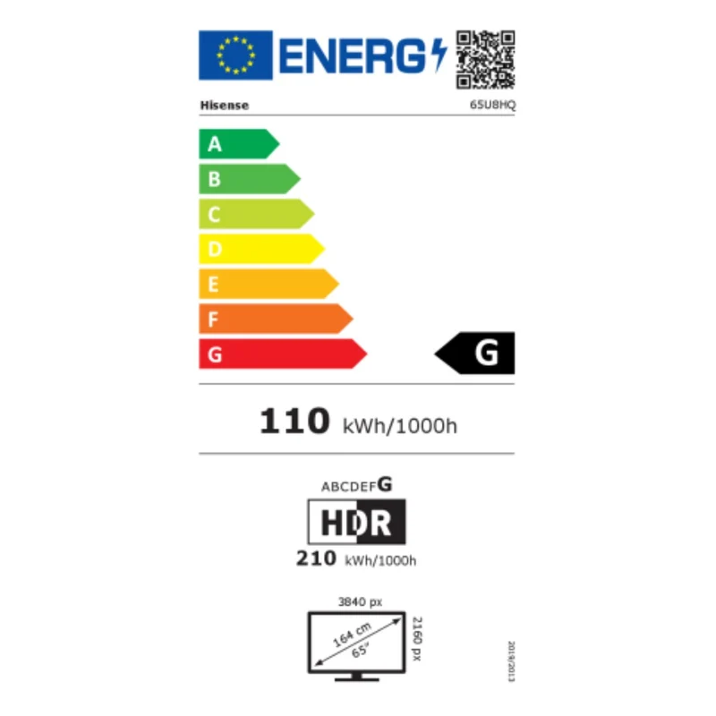 Téléviseur intelligent Hisense 65U8HQ 65" 4K ULTRA HD QLED WIFI 4K Ultra HD 65" LED HDR