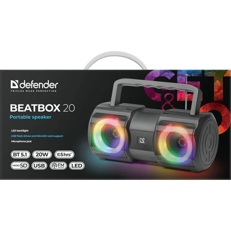 Enceintes Bluetooth portables Defender BEATBOX 20 Noir