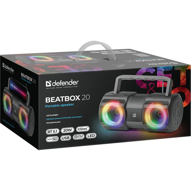 Enceintes Bluetooth portables Defender BEATBOX 20 Noir