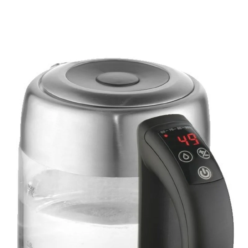 Bouilloire Adler AD 1247 cristal acier gris verre 2200 W 1,7 L