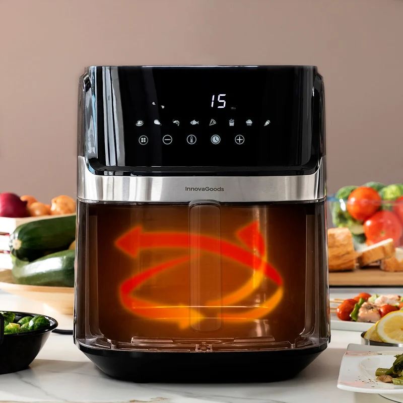 Friteuse à air InnovaGoods Fryinn View 6500 Noir 1700 W 6,5 L Acier inoxydable